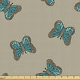 thumbnail image 1 of Ambesonne Butterfly Fabric by the Yard Upholstery, Fashion Wings of Spring, 5 Yards, Cocoa Dark Cadet Blue, 1 of 1