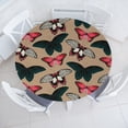 thumbnail image 1 of Ambesonne Butterfly Fitted Round Tablecloth, Butterflies Dream Pattern, 40"- 44" Diameter, Ecru Coral and Dark Teal, 1 of 5