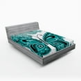 thumbnail image 1 of Ambesonne Butterfly Fitted Sheet 2 Pcs Set, Ornamental Animal Pattern, Full, Pale Blue Black Teal, 1 of 3