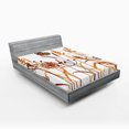 thumbnail image 1 of Ambesonne Butterfly Fitted Sheet, Composition with Leaves, Queen Size, Orange Burgundy White, 1 of 2