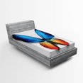 thumbnail image 1 of Ambesonne Butterfly Fitted Sheet, Cycle of Life Theme, Twin XL Size, Orange Blue Black, 1 of 2