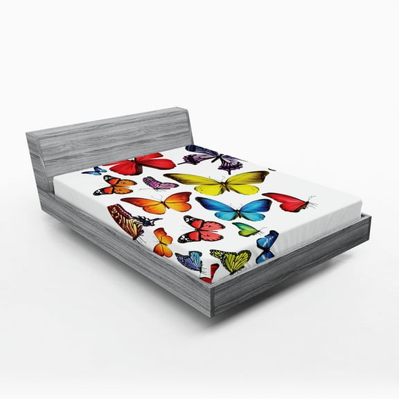 Ambesonne Butterfly Fitted Sheet, Joy Wildflowers Hiking, California King, Multicolor