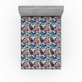 thumbnail image 1 of Ambesonne Butterfly Fitted Sheet, Monarchs Exotic Leafy Art, King Size, Dark Grey and Sea Blue, 1 of 5