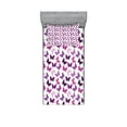 thumbnail image 1 of Ambesonne Butterfly Fitted Sheet & Pillow Sham Set, Butterfly Carved Wing, Twinxl, Purple Lilac Pink, 1 of 2