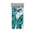 thumbnail image 1 of Ambesonne Butterfly Fitted Sheet & Pillow Sham Set, Ornamental Animal Pattern, Twinxl, Pale Blue Black Teal, 1 of 2