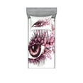 thumbnail image 1 of Ambesonne Butterfly Fitted Sheet & Pillow Sham Set, Woman Eyelashes, Twinxl, Pale Pink Purple, 1 of 2