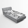 thumbnail image 1 of Ambesonne Butterfly Fitted Sheet, Swril Floral Blossom, Twin Size, Black and White, 1 of 2