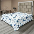 thumbnail image 1 of Ambesonne Butterfly Flat Sheet, Rainforest Wilderness, King Size, Blue White Black, 1 of 1