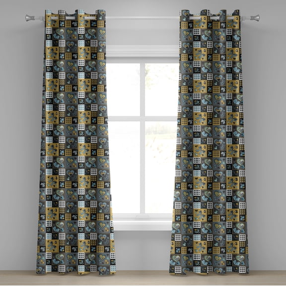 Ambesonne Butterfly Grommet Curtain, Butterfly Heart Retro, 50" x 108", Multicolor