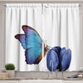 thumbnail image 1 of Ambesonne Butterfly Kitchen Curtains, Animal Standing on Flower, 55"x24", Turquoise Ceil Blue White, 1 of 3