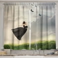 thumbnail image 1 of Ambesonne Butterfly Kitchen Curtains, Poetry Bleak Weather, 55"x39", Olive Green Pale Grey, 1 of 2