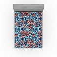 thumbnail image 1 of Ambesonne Butterfly Pattern Fitted Sheet, Dreamy Wings Art, King Size, Burnt Sienna Pale Blue, 1 of 5