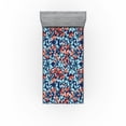 thumbnail image 1 of Ambesonne Butterfly Pattern Fitted Sheet, Dreamy Wings Art, Twin Size, Burnt Sienna Pale Blue, 1 of 5