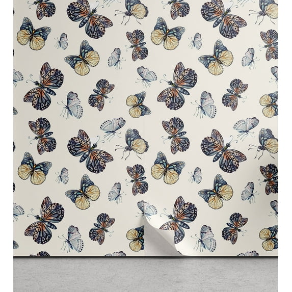 Ambesonne Butterfly Peel & Stick Wallpaper for Home, Cottagecore Wings Print, 13"x100", Champagne Pale Camel