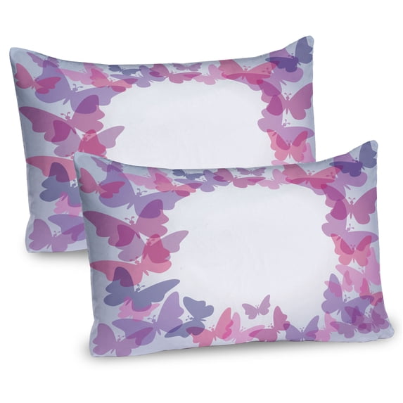 Ambesonne Butterfly Pillow Sham 2 Pack, Fantasy Vibrant Color, 36"x20", Pink Purple Grey
