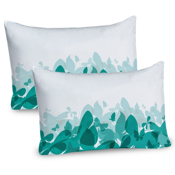 Ambesonne Butterfly Pillow Sham 2 Pack, Spring Theme Abstract, 36"x20", Teal White