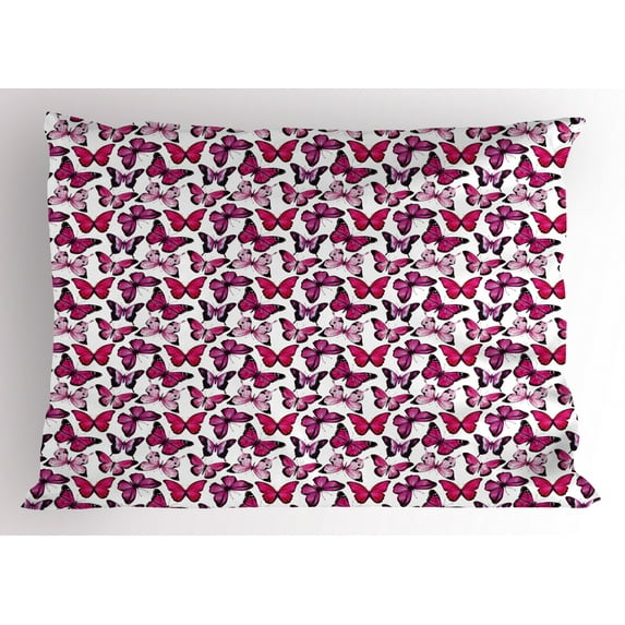 Ambesonne Butterfly Pillow Sham, Vibrant Watercolor, 36" X 20", Pink Magenta Black