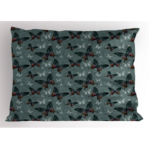 Ambesonne Butterfly Pillow Sham, Vintage Elements, 26" X 20", Multicolor