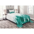 thumbnail image 1 of Ambesonne Butterfly Quilted Bedspread Set 2 Pcs, Spring Theme Abstract, Twin Size, Teal White, 1 of 3