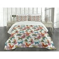 thumbnail image 1 of Ambesonne Butterfly Quilted Bedspread Set 3 Pcs, Carnations Vintage, King Size, Multicolor, 1 of 5