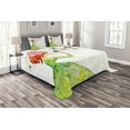thumbnail image 1 of Ambesonne Butterfly Quilted Bedspread Set 3 Pcs, Cartoon Lady Pastel, Queen Size, Pink Orange Green, 1 of 3
