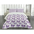 thumbnail image 1 of Ambesonne Butterfly Quilted Bedspread Set 3 Pcs, Modern Poly Effect, Queen Size, Purple Pale Blue White, 1 of 3