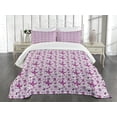 thumbnail image 1 of Ambesonne Butterfly Quilted Bedspread Set 3 Pcs, Purple Color Fauna, Queen Size, Purple White, 1 of 5