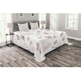 thumbnail image 1 of Ambesonne Butterfly Quilted Bedspread Set 3 Pcs, Romantic Spring Retro, Queen Size, Pink White, 1 of 3