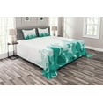 thumbnail image 1 of Ambesonne Butterfly Quilted Bedspread Set 3 Pcs, Spring Theme Abstract, King Size, Teal White, 1 of 3