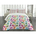 thumbnail image 1 of Ambesonne Butterfly Quilted Bedspread Set 3 Pcs, Vibrant Floral Happy, Queen Size, Multicolor, 1 of 5