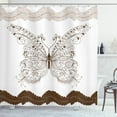 thumbnail image 1 of Ambesonne Butterfly Shower Curtain, Abstract Retro Spring, 69"Wx70"L, White Brown and Grey, 1 of 3