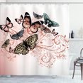thumbnail image 1 of Ambesonne Butterfly Shower Curtain, Vintage Monarch Damask, 69"Wx75"L, Blush Khaki, 1 of 4