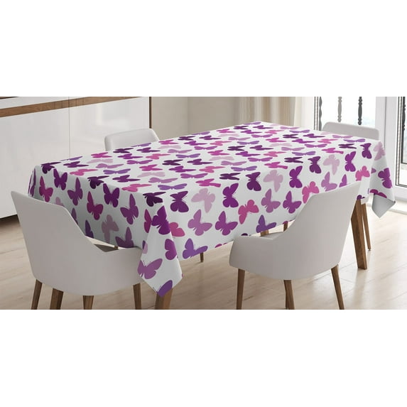 Ambesonne Butterfly Tablecloth Rectangular Table Cover, Butterfly Carved Wing, 60"x90", Purple Lilac Pink