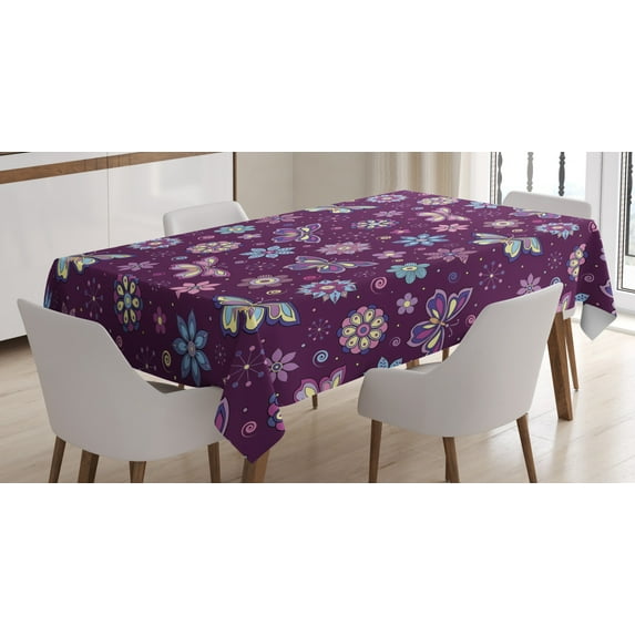 Ambesonne Butterfly Tablecloth Rectangular Table Cover, Vortex Shapes Design, 52"x70", Multicolor