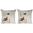 thumbnail image 1 of Ambesonne Butterfly Throw Pillow Cover 2 Pack, Rocks Serenity, 24", Beige Orange, 1 of 7