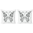 thumbnail image 1 of Ambesonne Butterfly Throw Pillow Cover 2 Pack, Swril Floral Blossom, 16", Black and White, 1 of 2