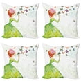 thumbnail image 1 of Ambesonne Butterfly Throw Pillow Cover 4 Pack, Cartoon Lady Pastel, 20", Pink Orange Green, 1 of 7