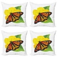thumbnail image 1 of Ambesonne Butterfly Throw Pillow Cover 4 Pack, Moth Flower, 18", Yellow Green Orange, 1 of 2