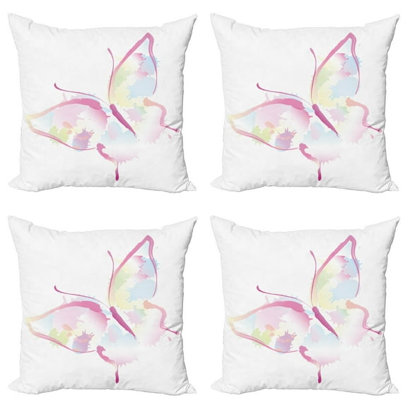 Ambesonne Butterfly Throw Pillow Cover 4 Pack, Nature Spring, 24", Multicolor