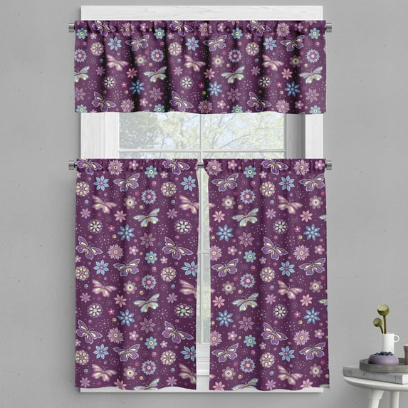 Ambesonne Butterfly Valance & Curtain, Vortex Shapes Design, 55"x36", Multicolor