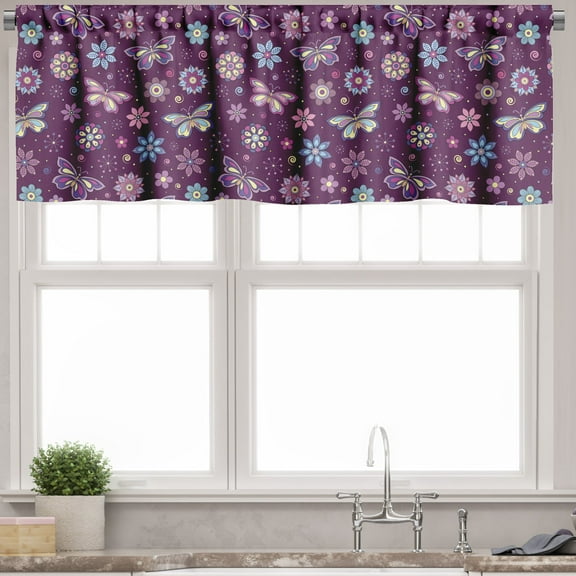 Ambesonne Butterfly Valance Pack of 2, Vortex Shapes Design, 54"X12", Multicolor