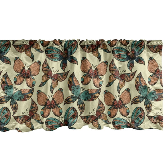 Ambesonne Butterfly Window Valance, Abstract Art Wings, 54" X 18", Multicolor