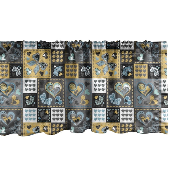 Ambesonne Butterfly Window Valance, Butterfly Heart Retro, 54" X 18", Multicolor