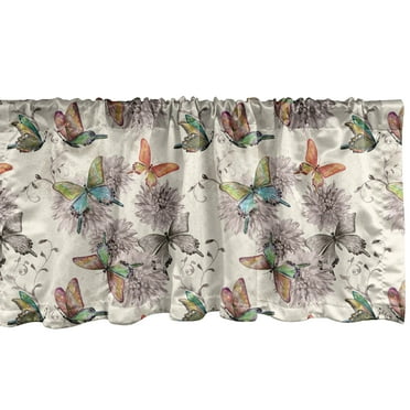 Ambesonne Butterfly Window Valance, Soft Colored Animals, 54" X 18", Multicolor