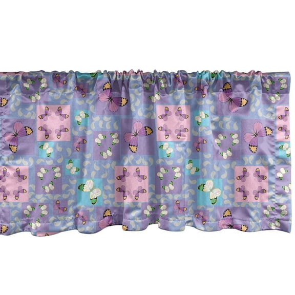 Ambesonne Butterfly Window Valance, Springtime Geometric, 54" X 12", Multicolor