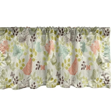 Ambesonne Butterfly Window Valance, Vintage Soft Floral, 54" X 18", Multicolor