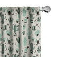 thumbnail image 1 of Ambesonne Cactus Window Curtains, Geometric Cartoon Plant, Each 28" W x 63" L, Mint Black Beige, 1 of 5