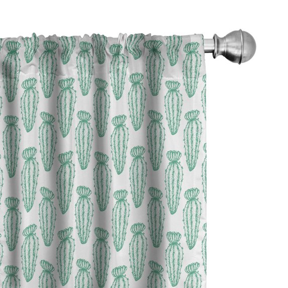 Ambesonne Cactus Window Curtains, Western Botanical Motifs, Each 28" W x 84" L, Sea Green and Dark Seafoam