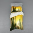 thumbnail image 1 of Ambesonne Cactus Bedding Set 3 Pcs, Sunset Desert Ecology, Twin, Marigold Yellow Green, 1 of 2