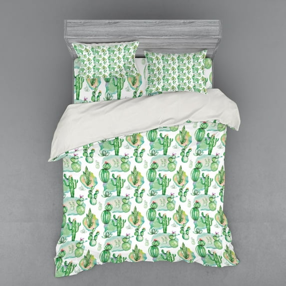 Ambesonne Cactus Bedding Set 4 Pcs, Mexican Hot Summer Art, Queen, Multicolor